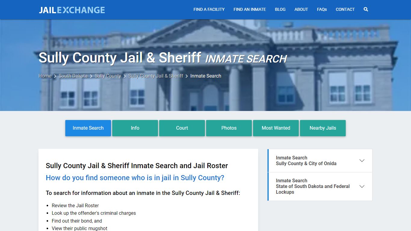 Sully County Jail & Sheriff Inmate Search - Jail Exchange