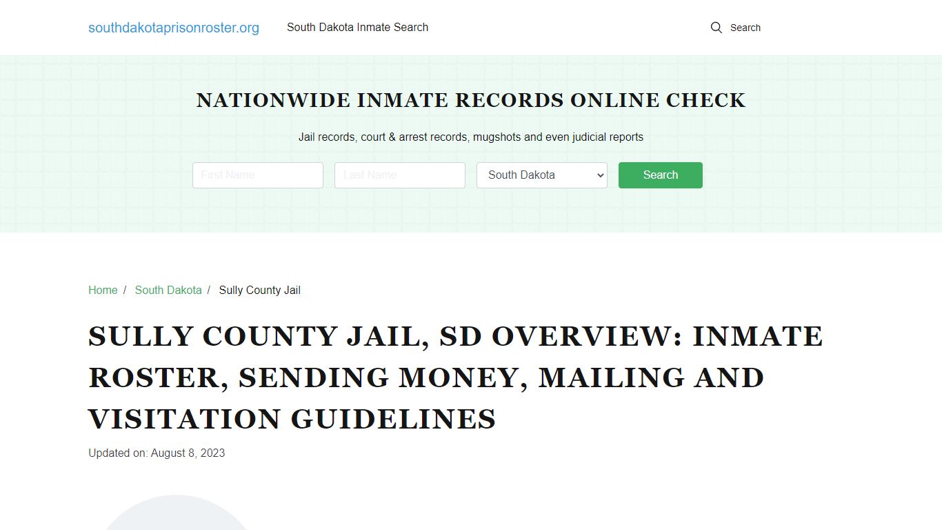 Sully County Jail, SD: Offender Search, Visitation & Contact Info