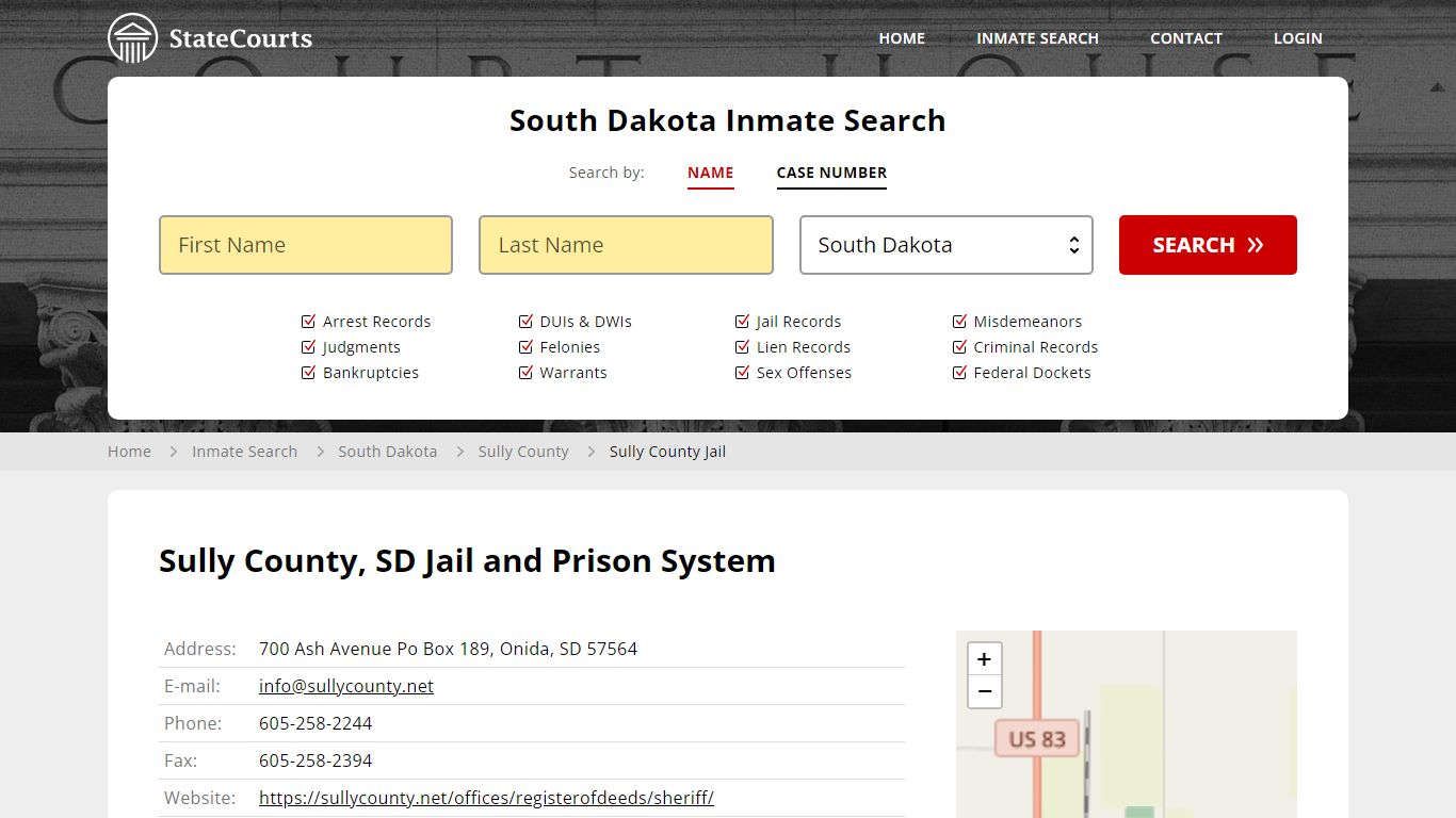 Sully County Jail Inmate Records Search, South Dakota - StateCourts
