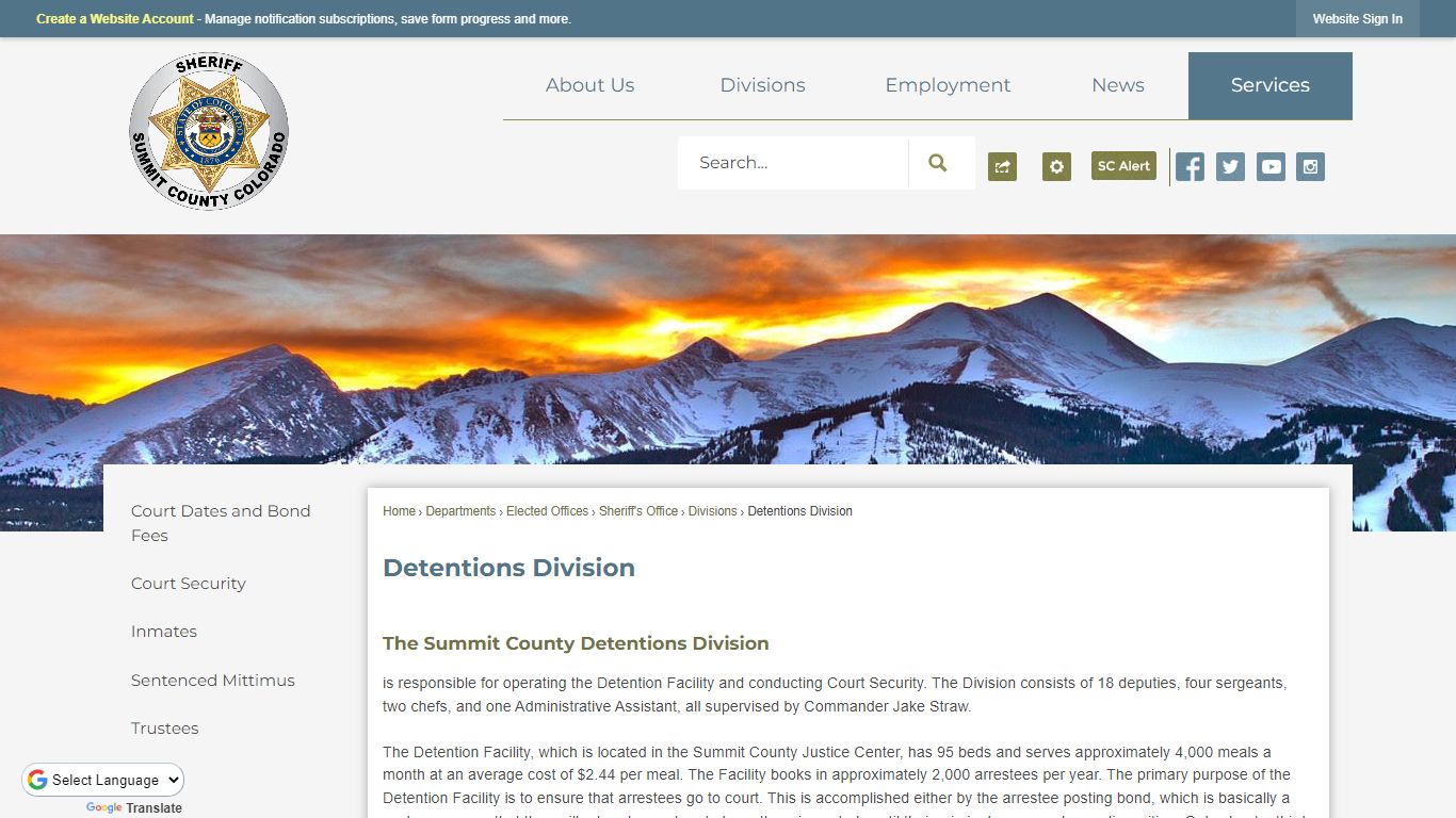 Detentions Division | Summit County, CO - Official Website