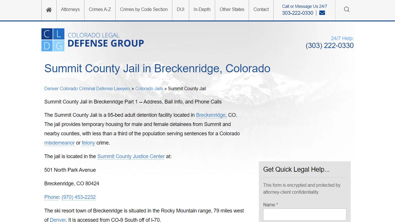 Summit County CO Jail Info - Location, Bail, Visiting, Safety