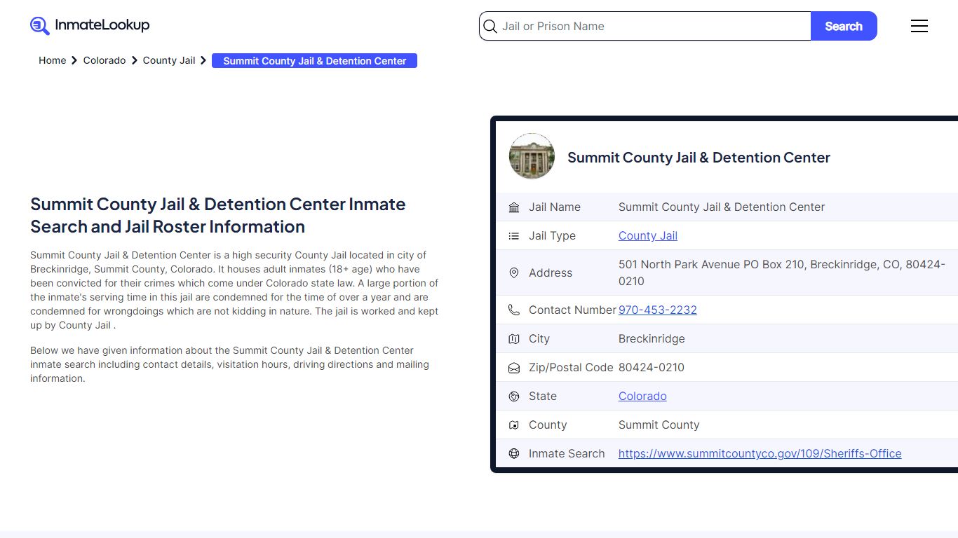 Summit County Jail & Detention Center Inmate Search - Breckinridge ...