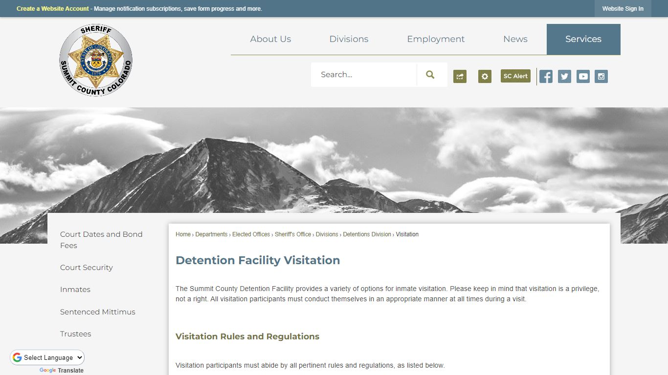 Detention Facility Visitation - Summit County, Colorado