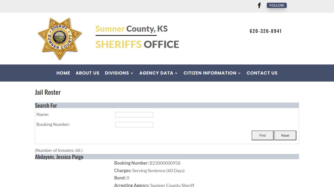 Jail Roster | Sumner County, KS - Sheriff Office
