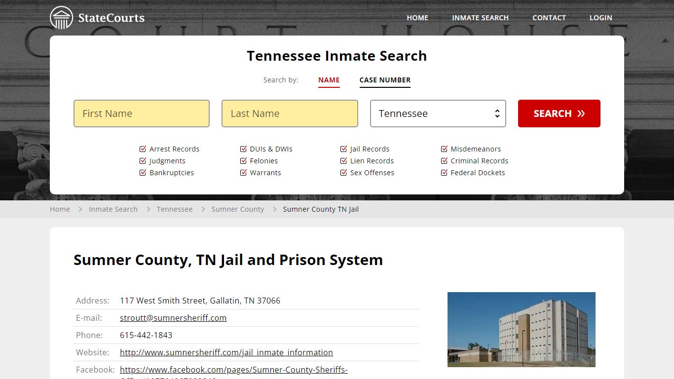 Sumner County TN Jail Inmate Records Search, Tennessee - StateCourts