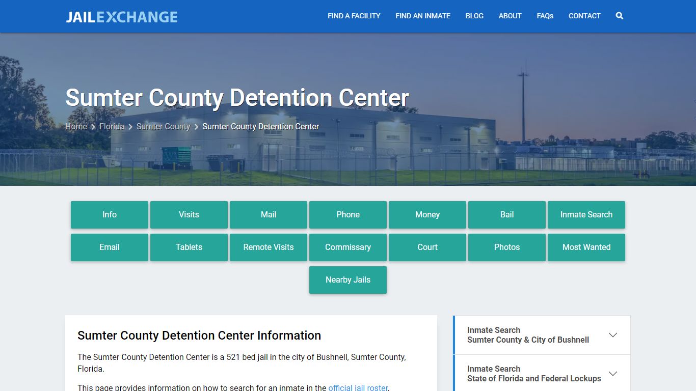 Sumter County Detention Center, FL Inmate Search, Information