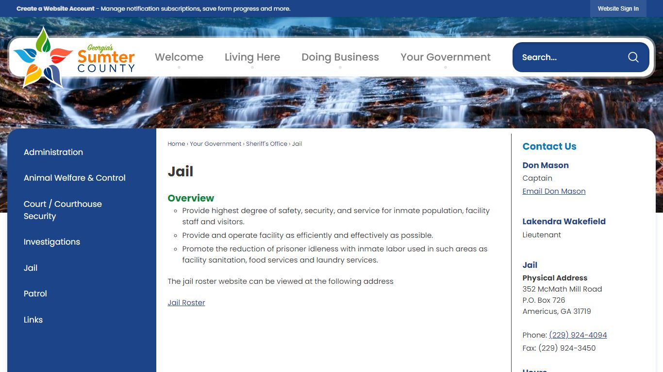 Jail | Sumter County, GA Official Website