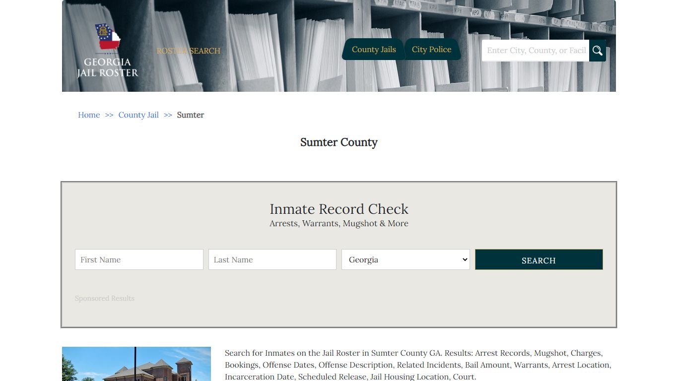 Sumter County | Georgia Jail Inmate Search