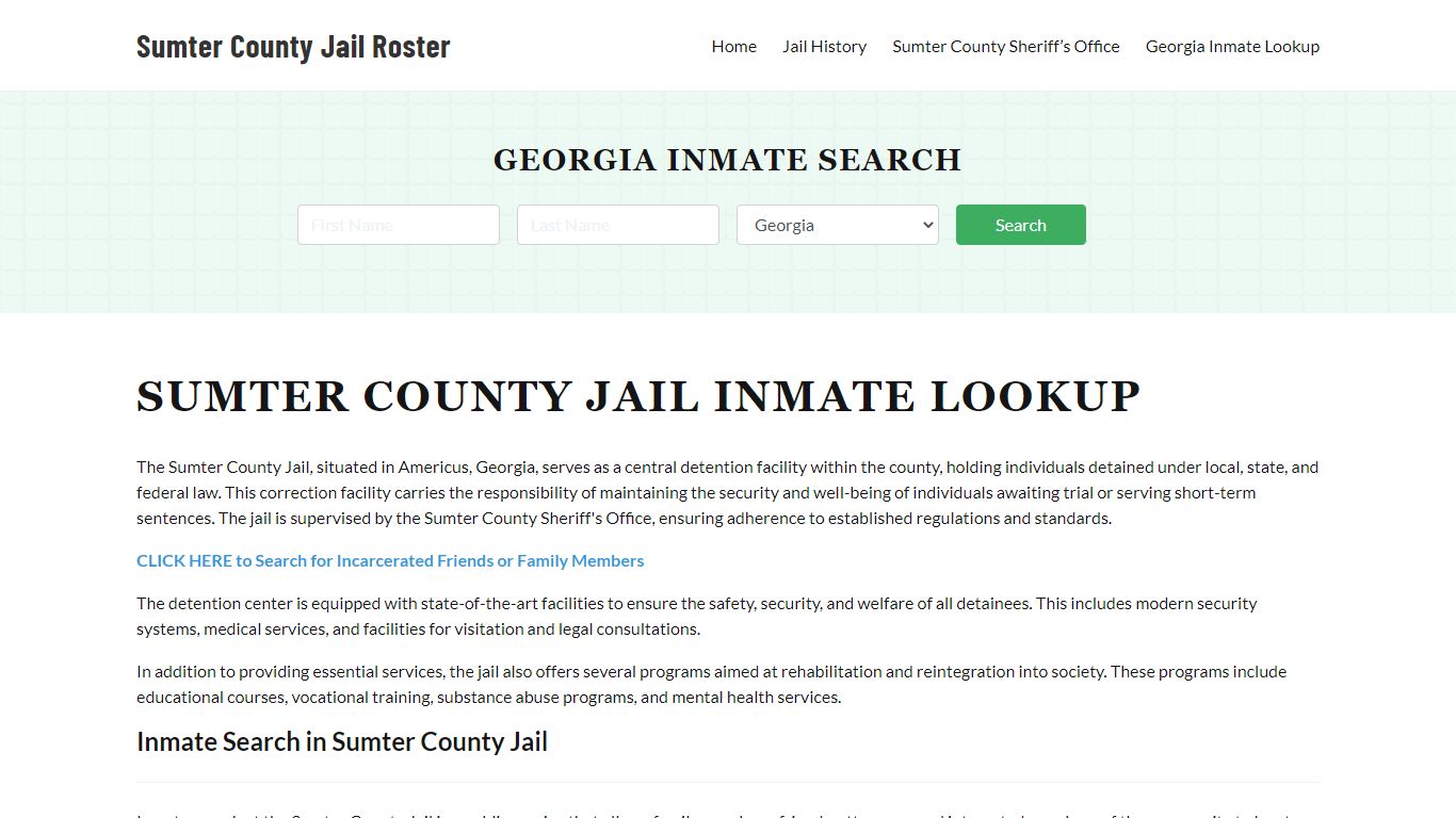 Sumter County Jail Roster Lookup, GA, Inmate Search