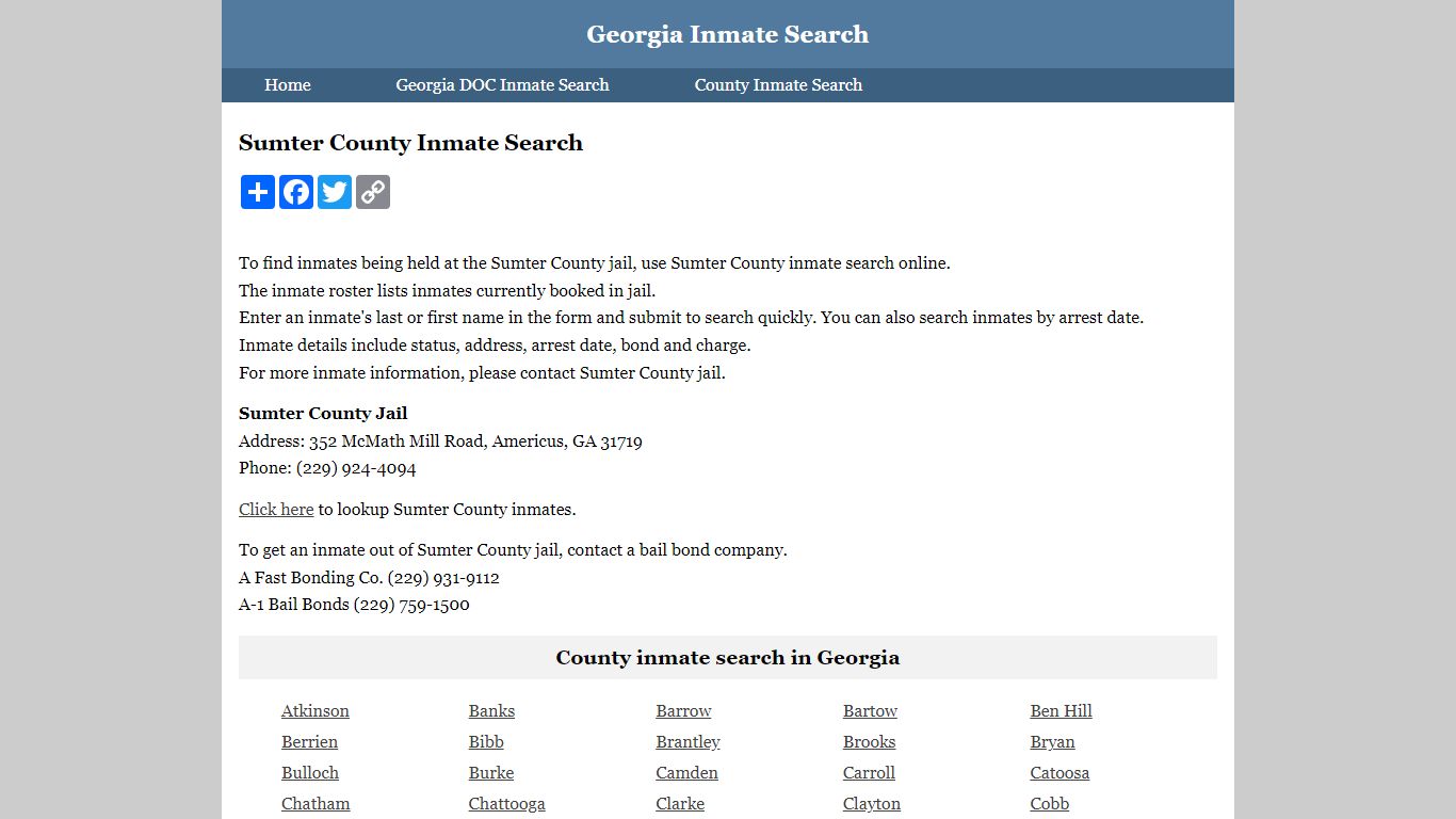 Sumter County Inmate Search