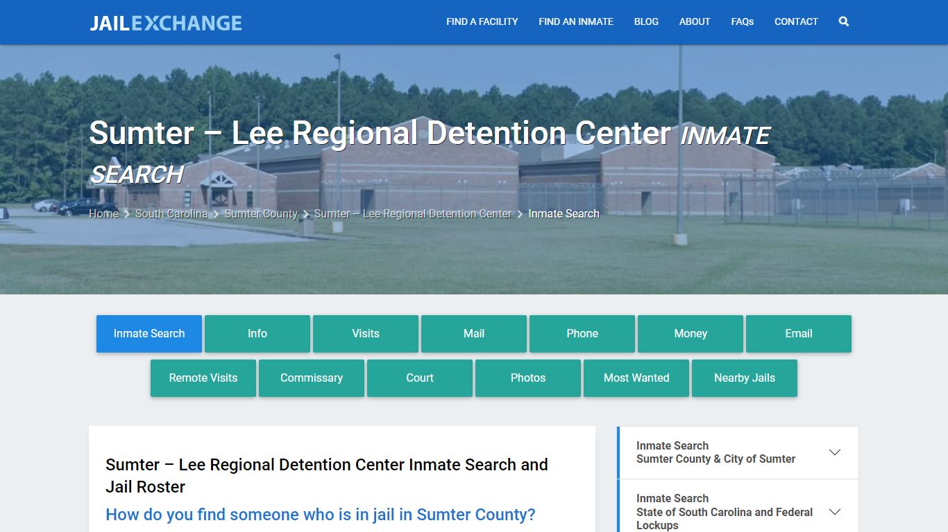 Sumter – Lee Regional Detention Center Inmate Search