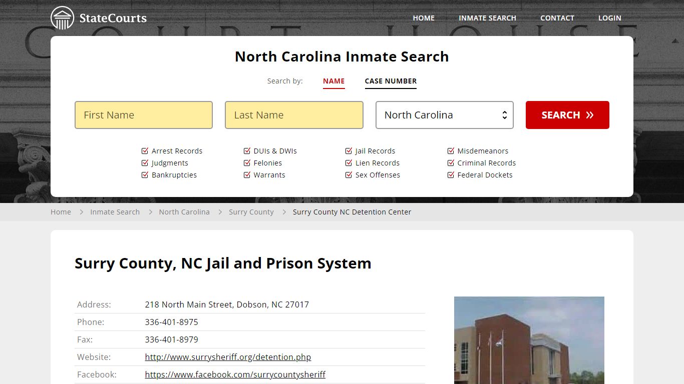Surry County NC Detention Center Inmate Records Search, North Carolina ...