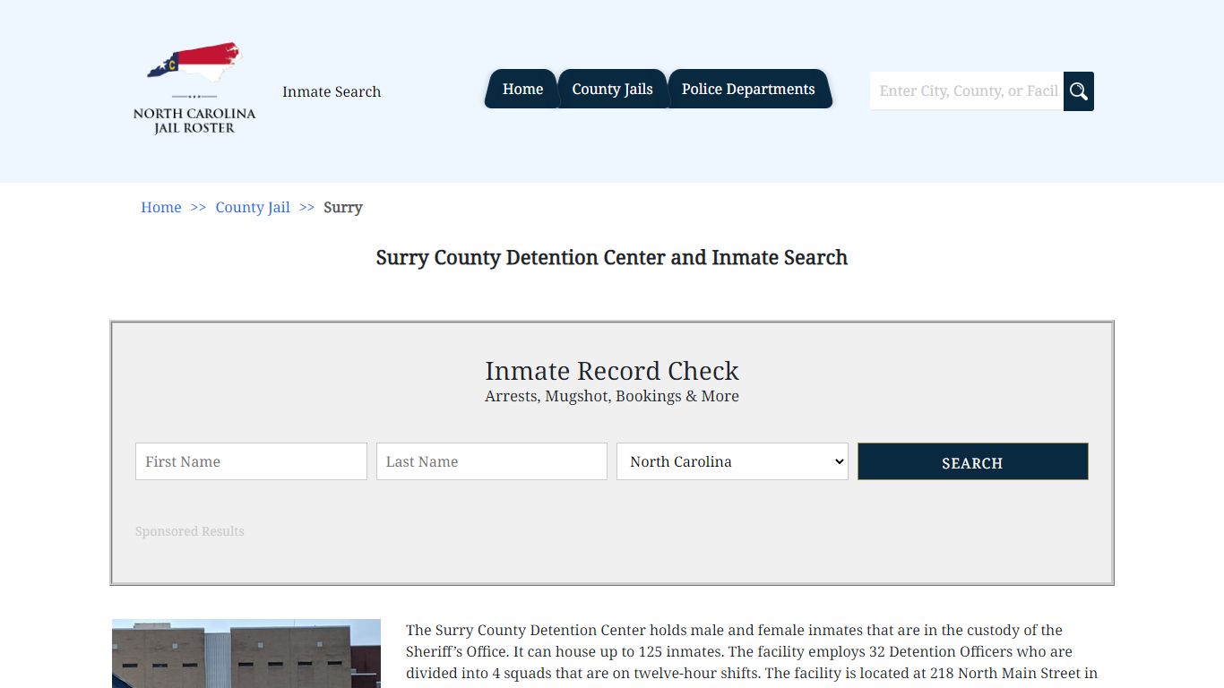 Surry County Detention Center and Inmate Search | North Carolina Jail ...