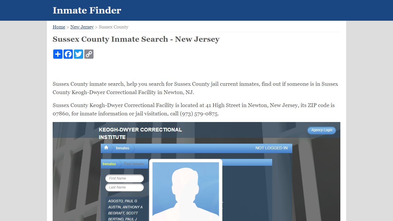 Sussex County Inmate Search - New Jersey - Inmate Finder