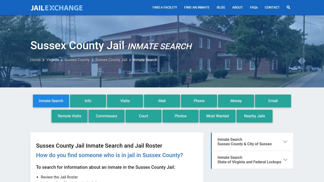 Inmate Search: Roster & Mugshots - Sussex County Jail, VA