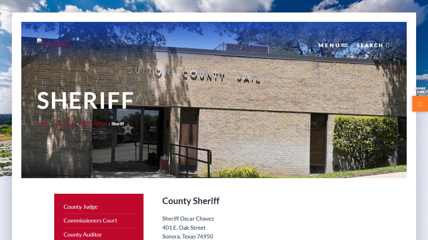 County Sheriff Sheriff Oscar Chavez401 E - Sutton County, Texas