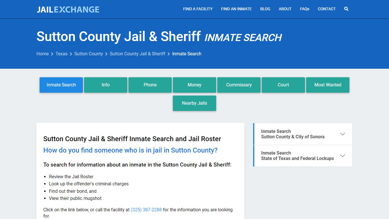 Sutton County Jail & Sheriff Inmate Search - Jail Exchange