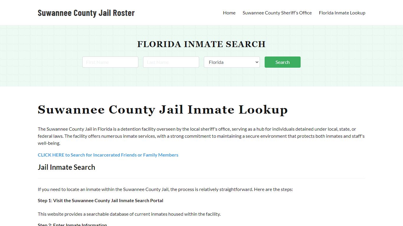 Suwannee County Jail Roster Lookup, FL, Inmate Search