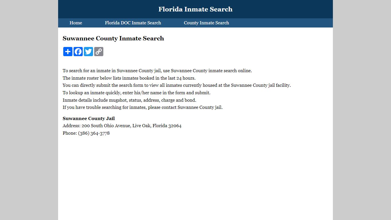 Suwannee County Inmate Search