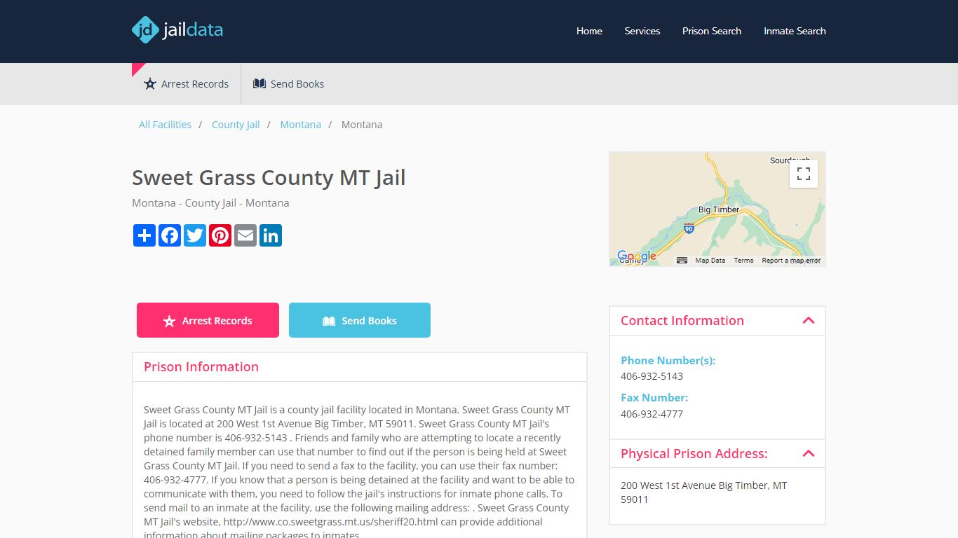 Sweet Grass County MT Jail Inmate Search and Prisoner Info - Big Timber, MT
