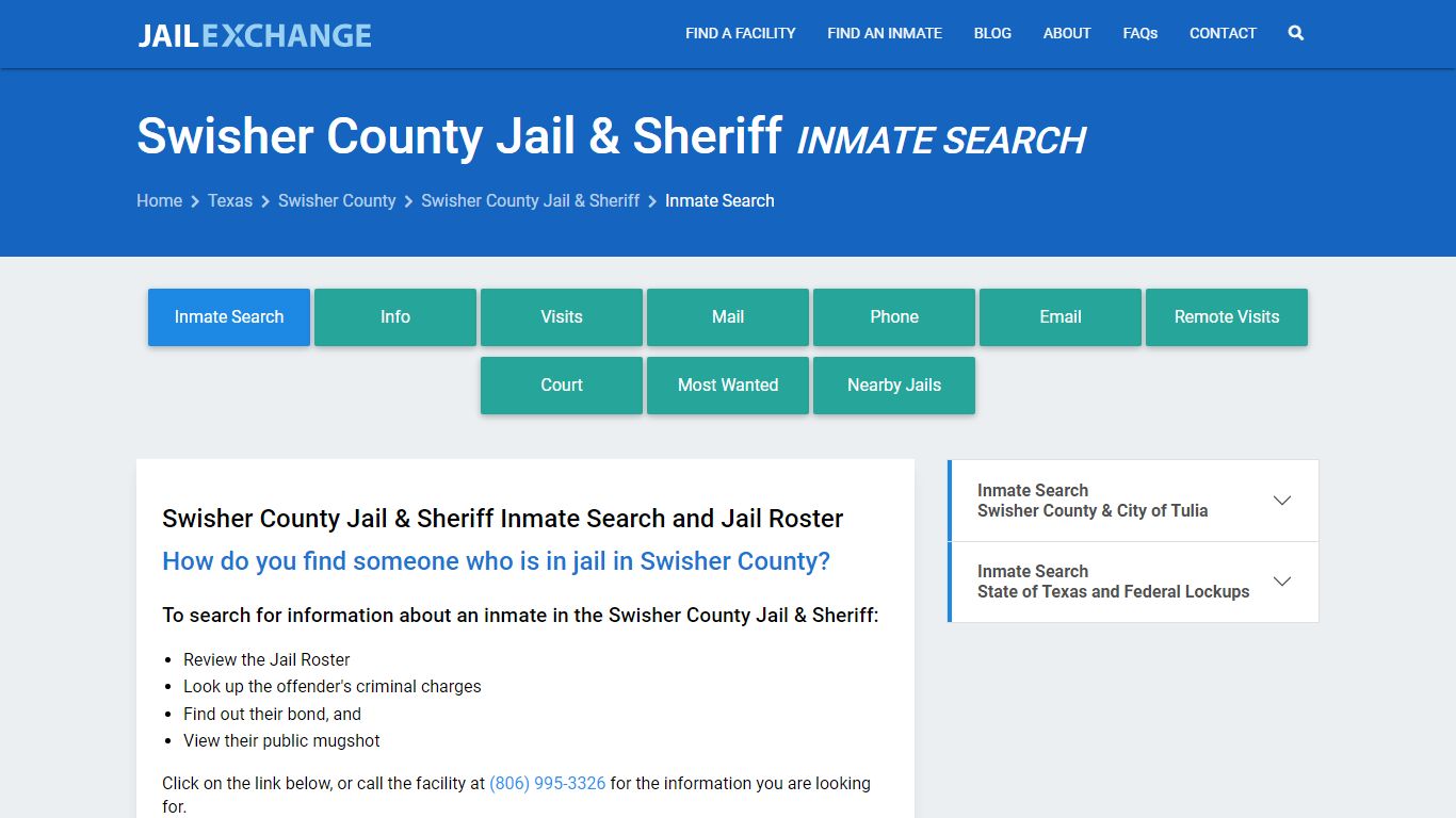 Swisher County Jail & Sheriff Inmate Search - Jail Exchange