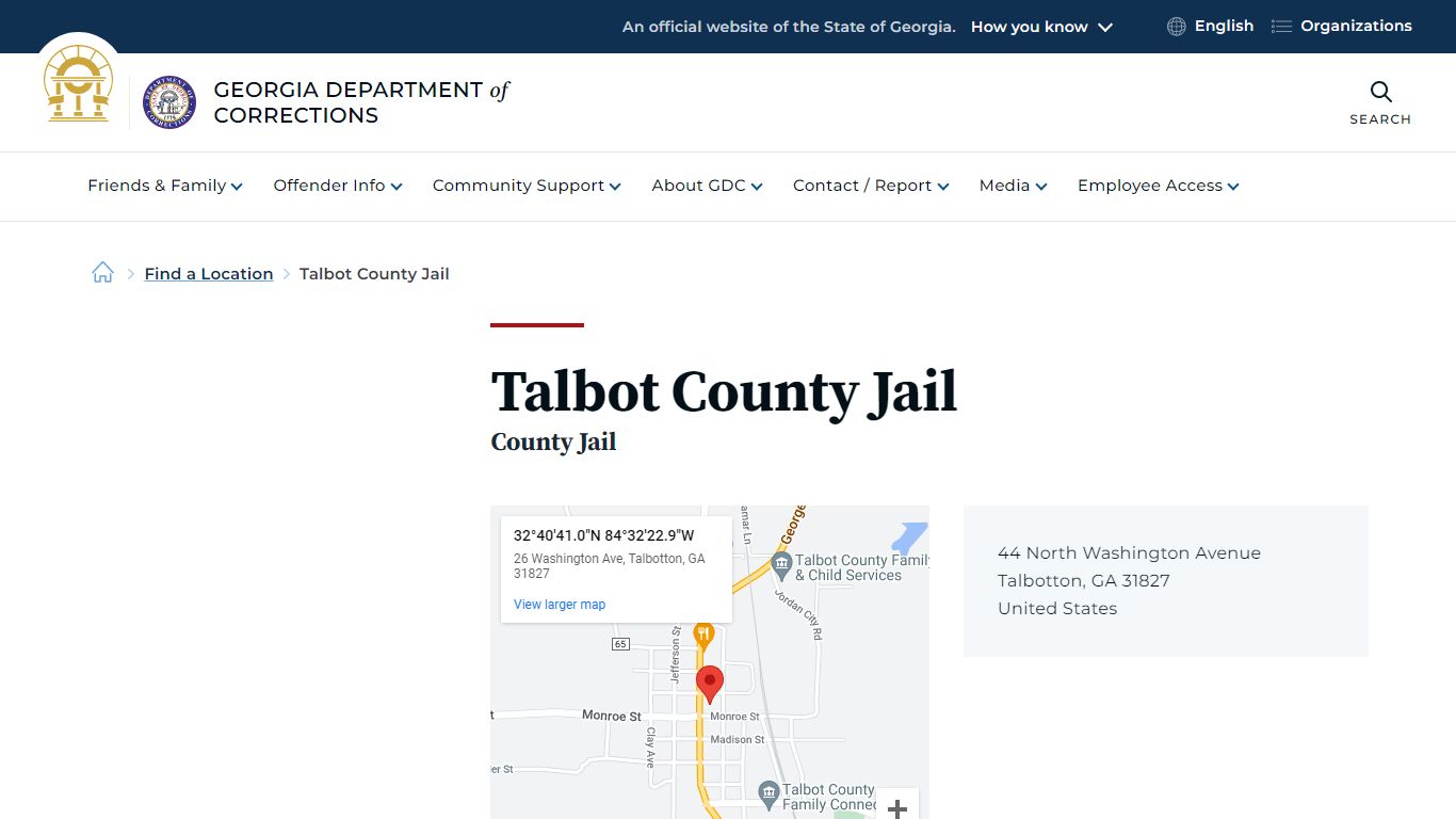 Talbot County Jail | Georgia Department of Corrections