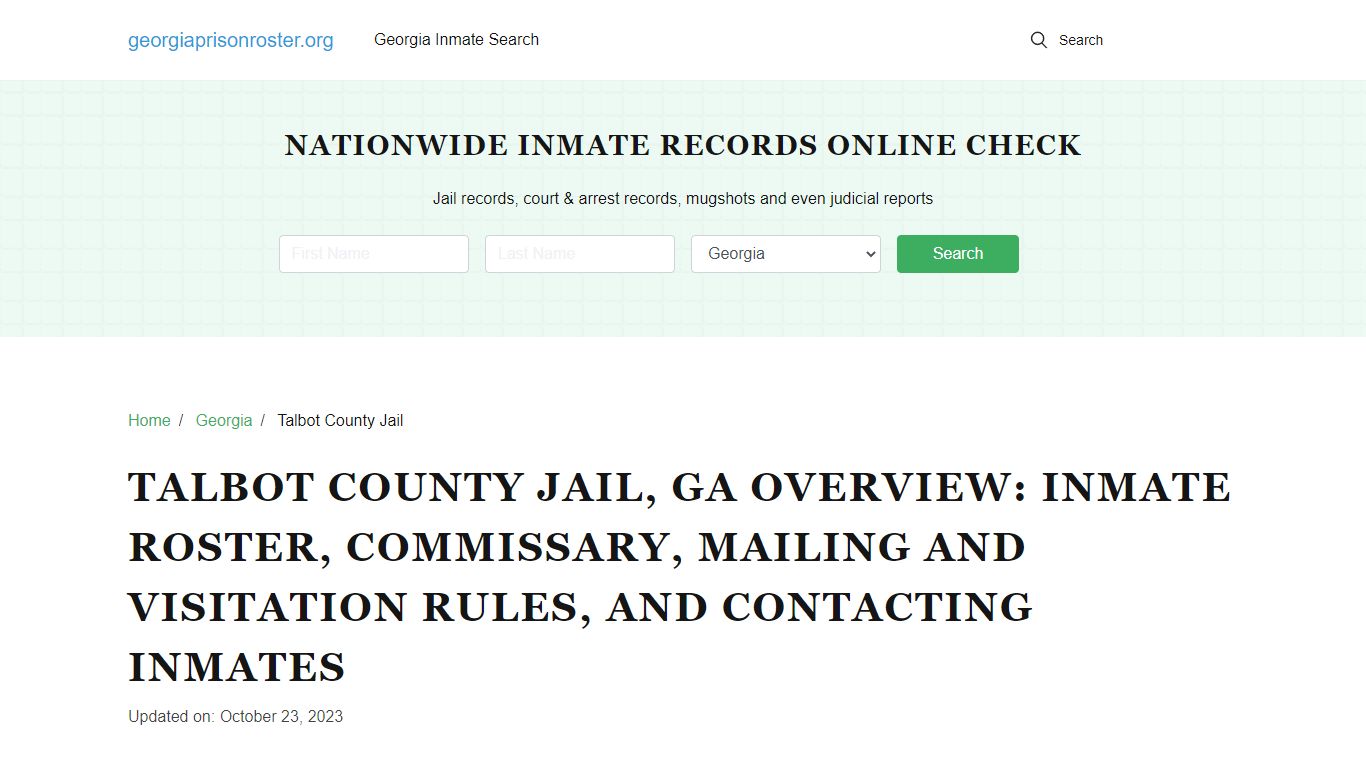 Talbot County Jail, GA: Inmate Search, Visitation & Contact Info