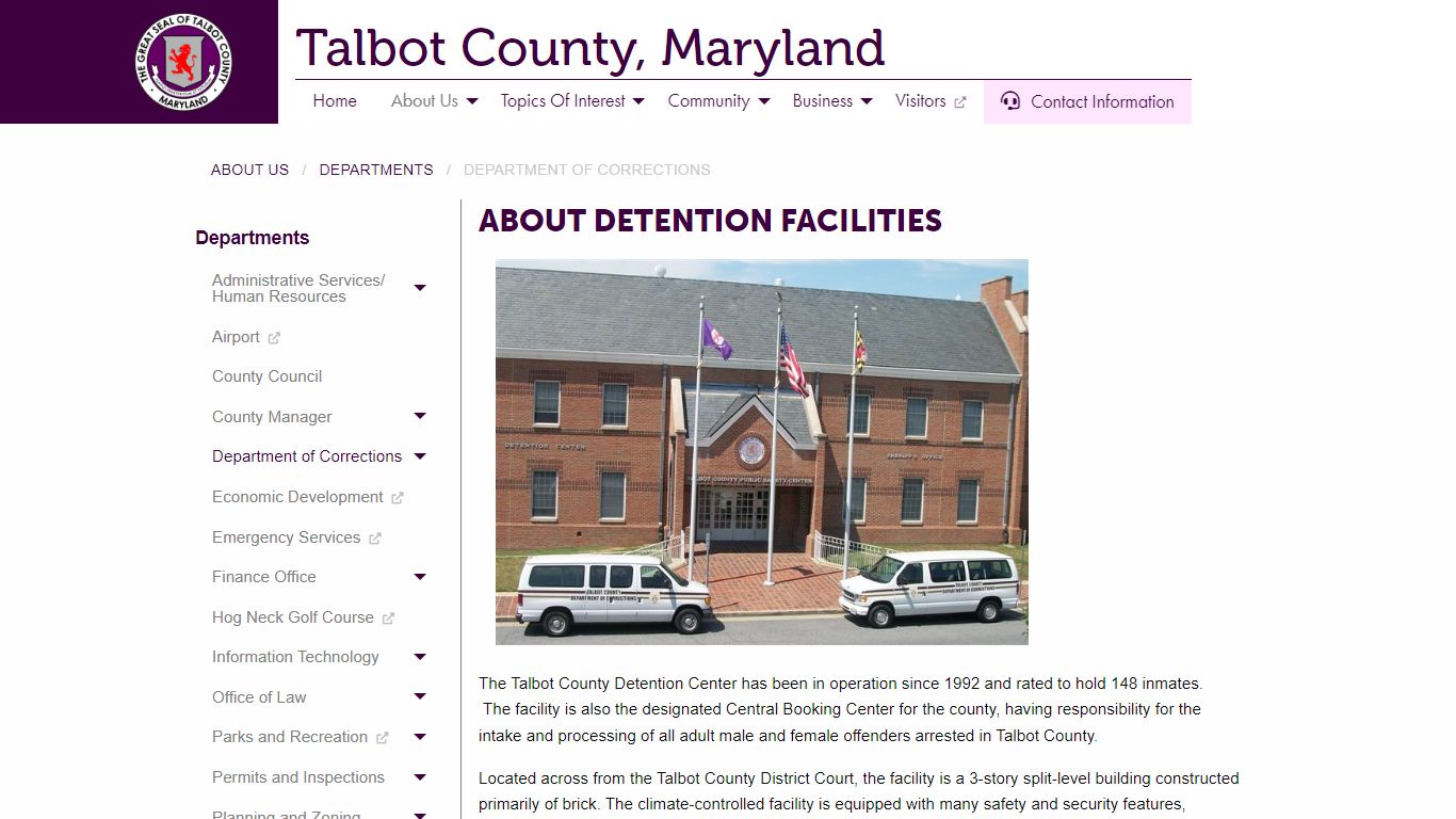 About Detention Facilities - Talbot County, Maryland