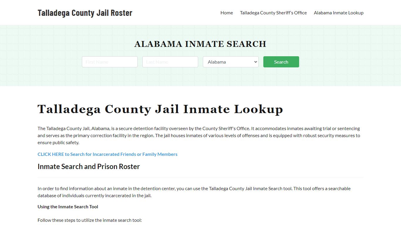 Talladega County Jail Roster Lookup, AL, Inmate Search