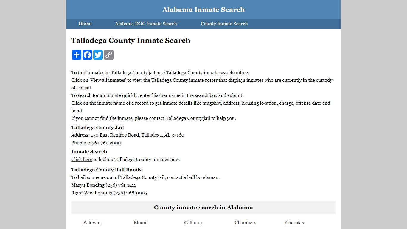 Talladega County Inmate Search