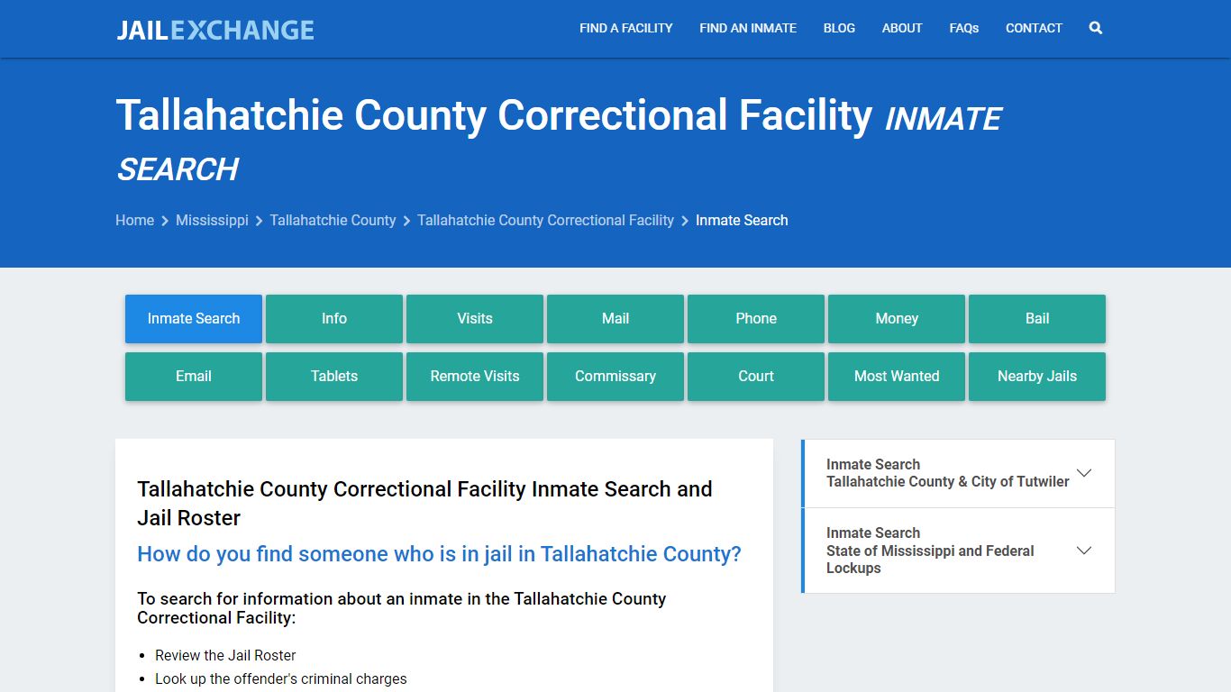 Tallahatchie County Correctional Facility Inmate Search - Jail Exchange