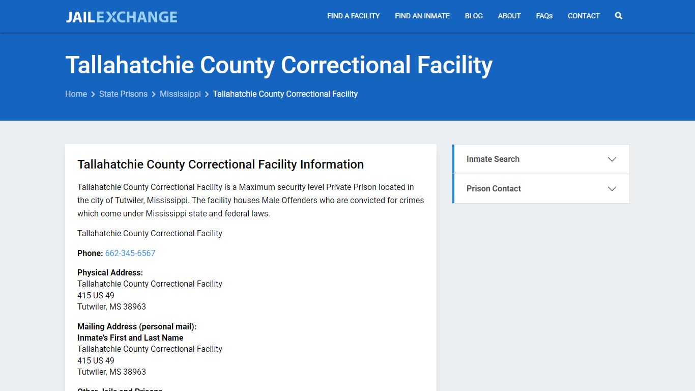 Tallahatchie County Correctional Facility Inmate Search, MS - Jail Exchange