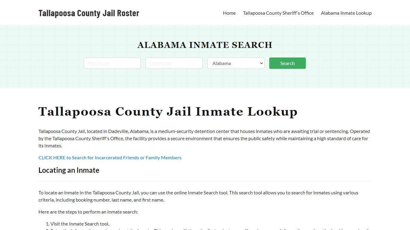 Tallapoosa County Jail Roster Lookup, AL, Inmate Search