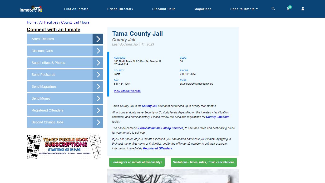 Tama County Jail - Inmate Locator - Toledo, IA