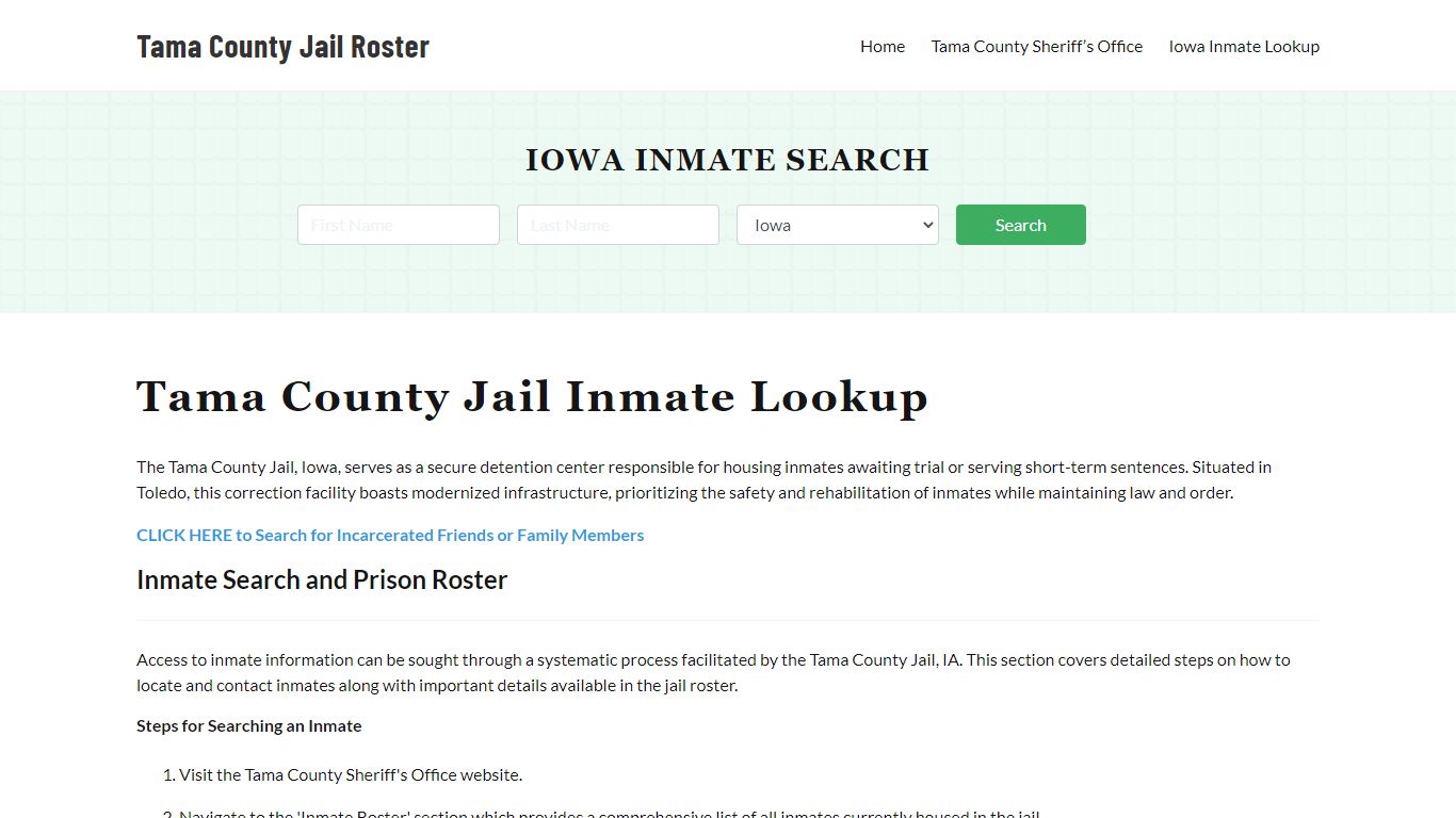 Tama County Jail Roster Lookup, IA, Inmate Search
