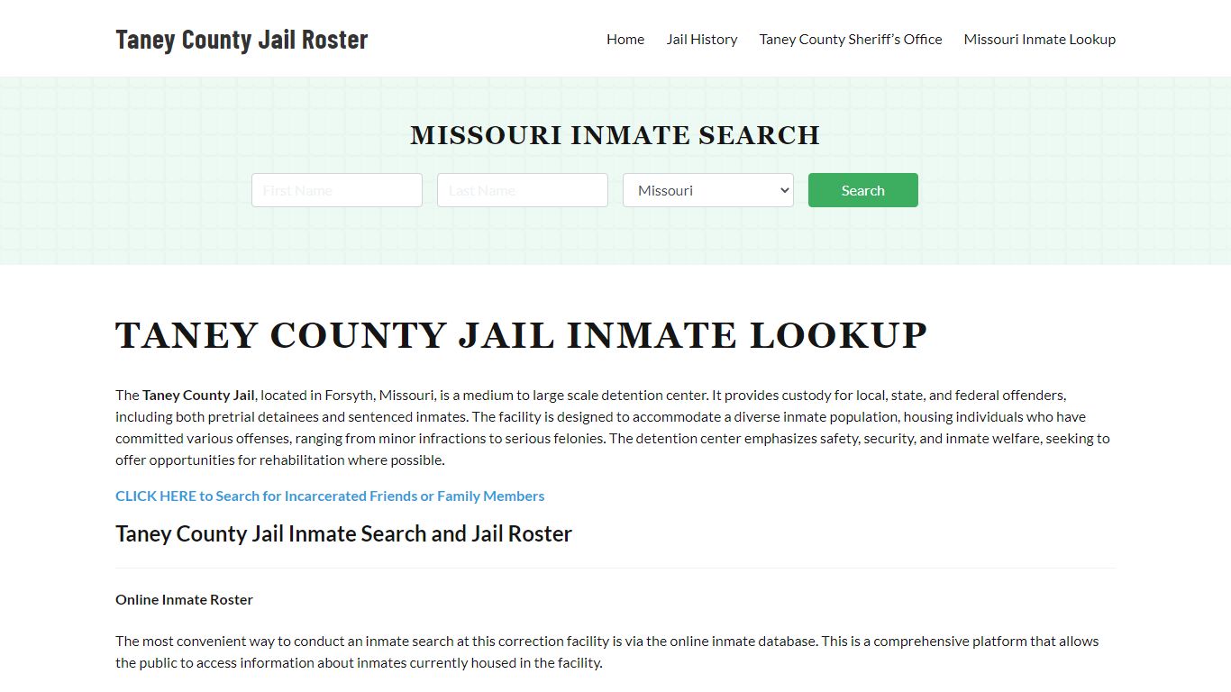 Taney County Jail Roster Lookup, MO, Inmate Search