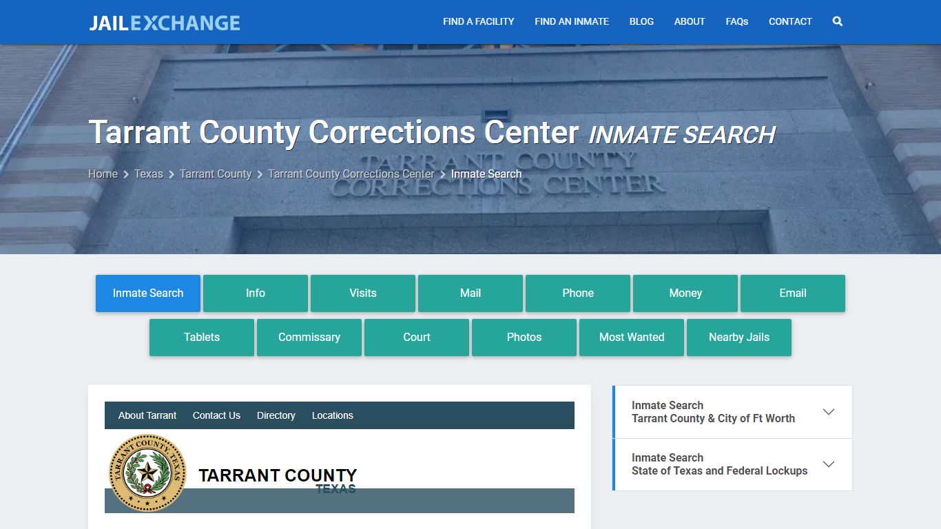 Tarrant County Corrections Center Inmate Search - Jail Exchange