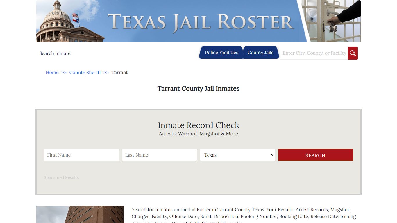 Tarrant County Jail Inmates | Jail Roster Search