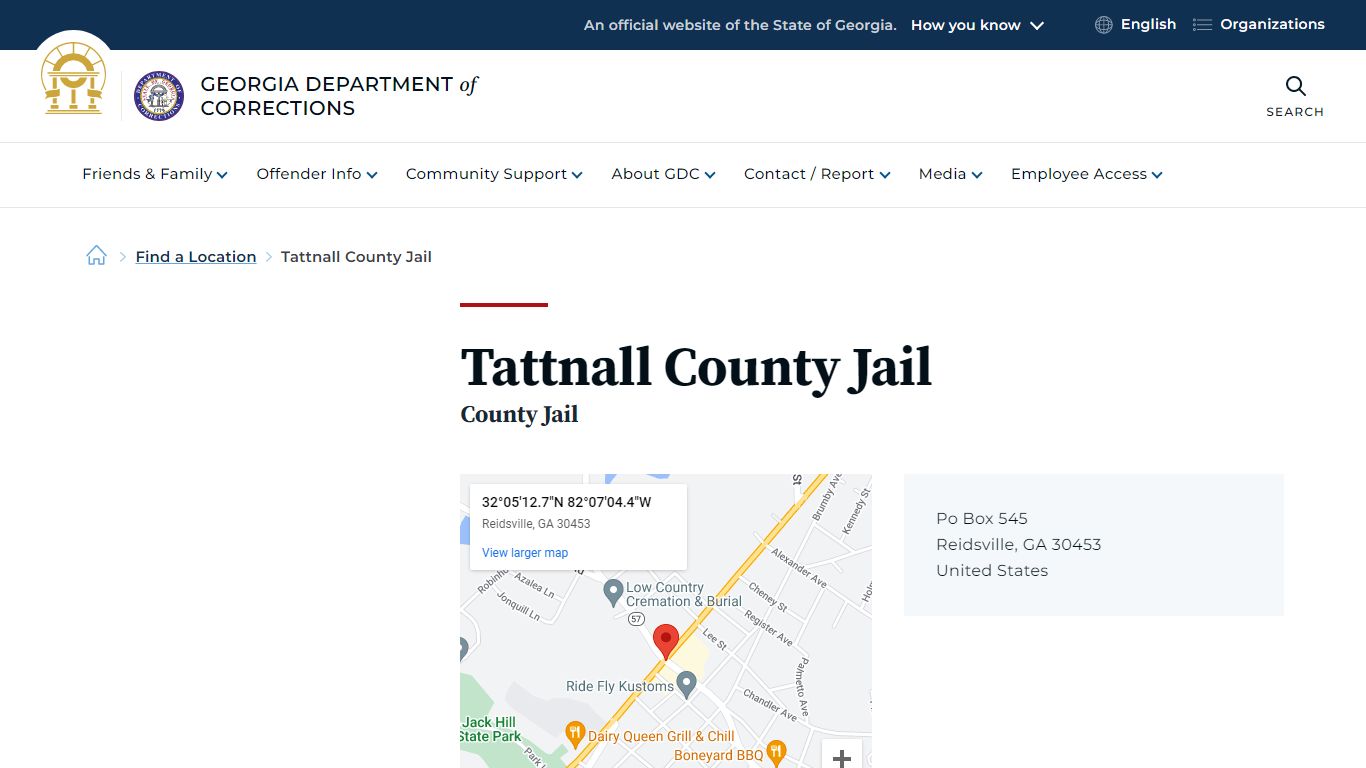 Tattnall County Jail | Georgia Department of Corrections
