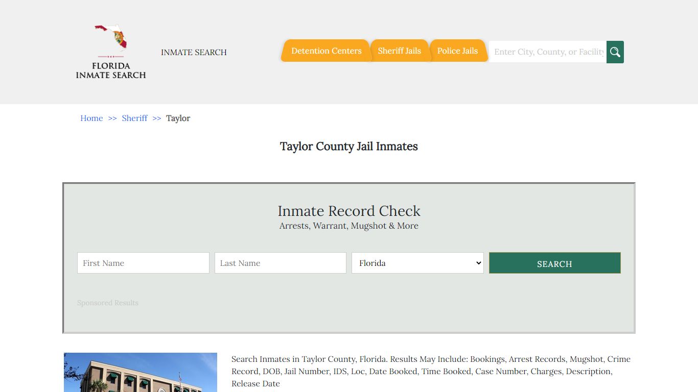 Taylor County Jail Inmates | Florida Inmate Search