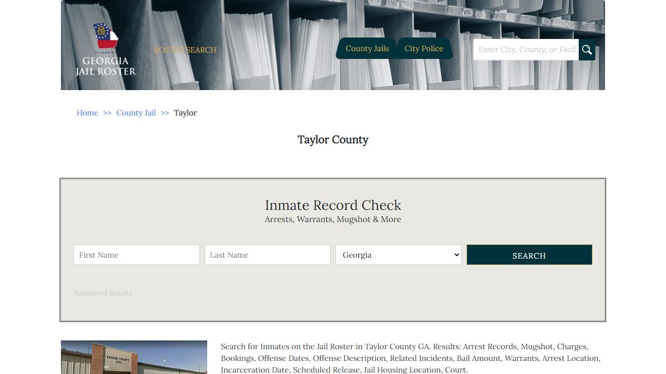 Taylor County | Georgia Jail Inmate Search