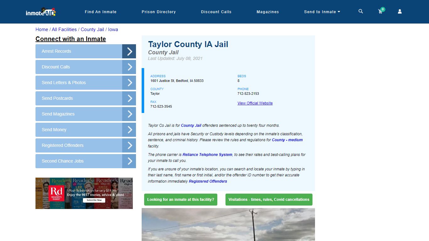 Taylor County IA Jail - Inmate Locator - Bedford, IA