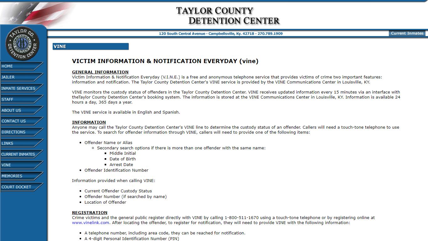 Taylor County Detention Center - Inmate Services - JailTracker