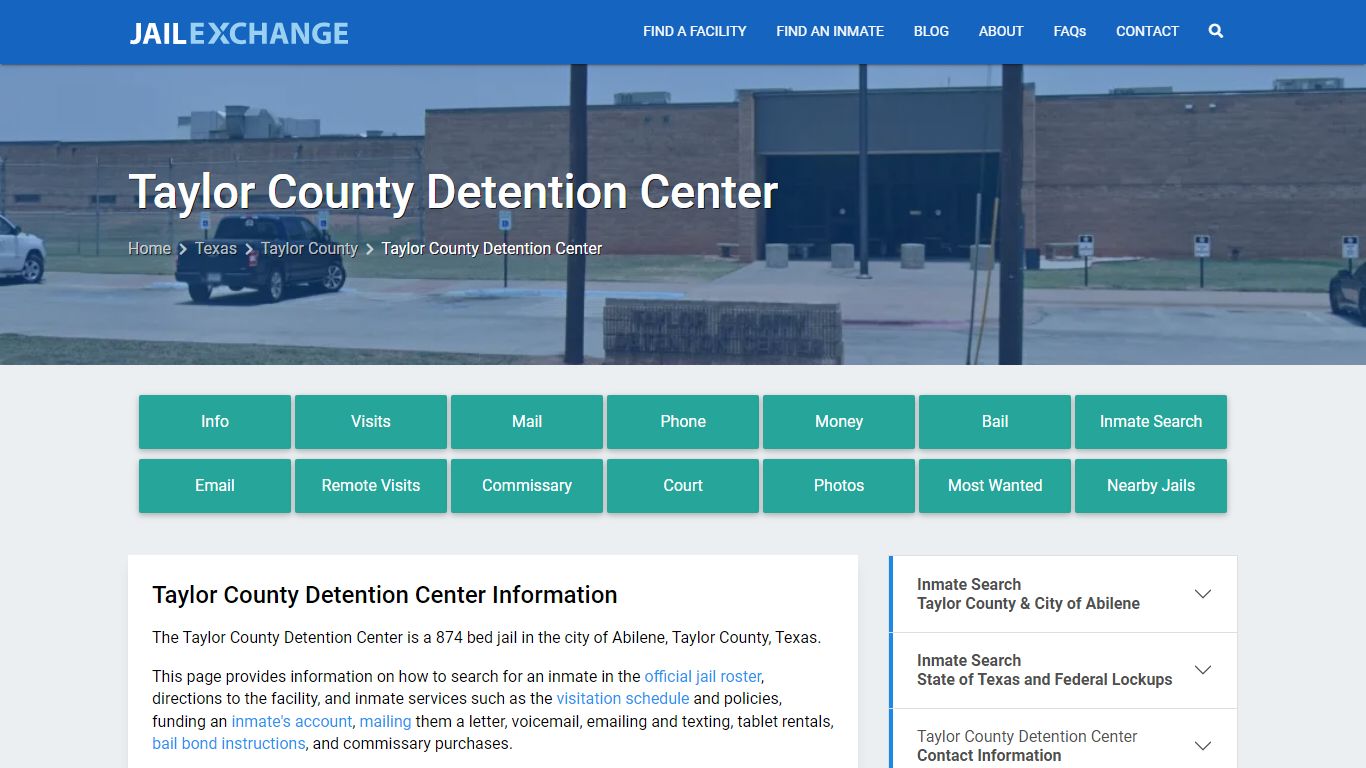 Taylor County Detention Center, TX Inmate Search, Information