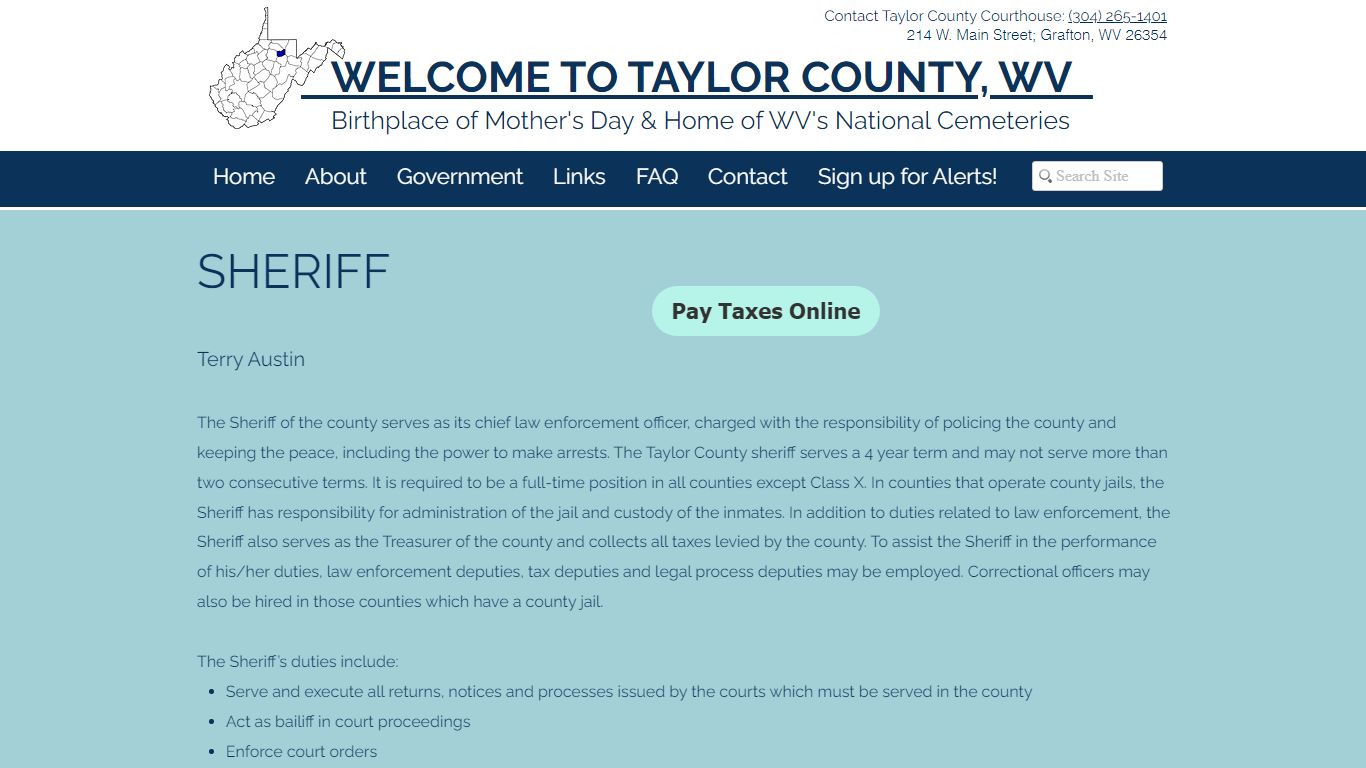 Sheriff | Taylor County, West Virginia - wvcountytaylor