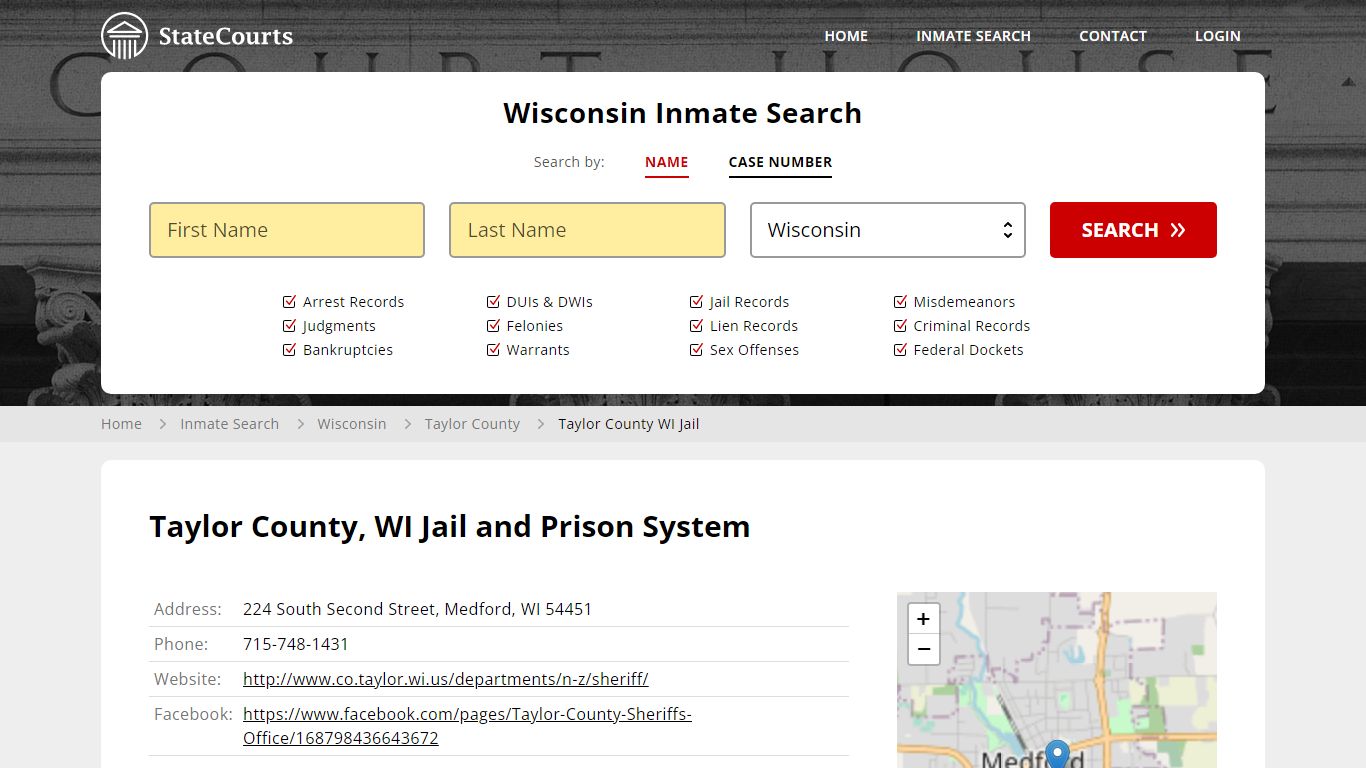 Taylor County WI Jail Inmate Records Search, Wisconsin - StateCourts