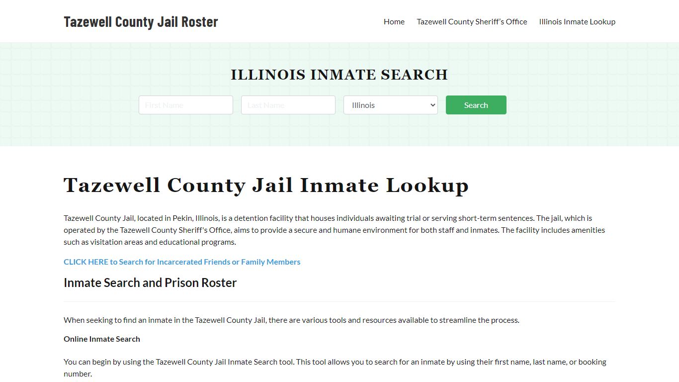 Tazewell County Jail Roster Lookup, IL, Inmate Search