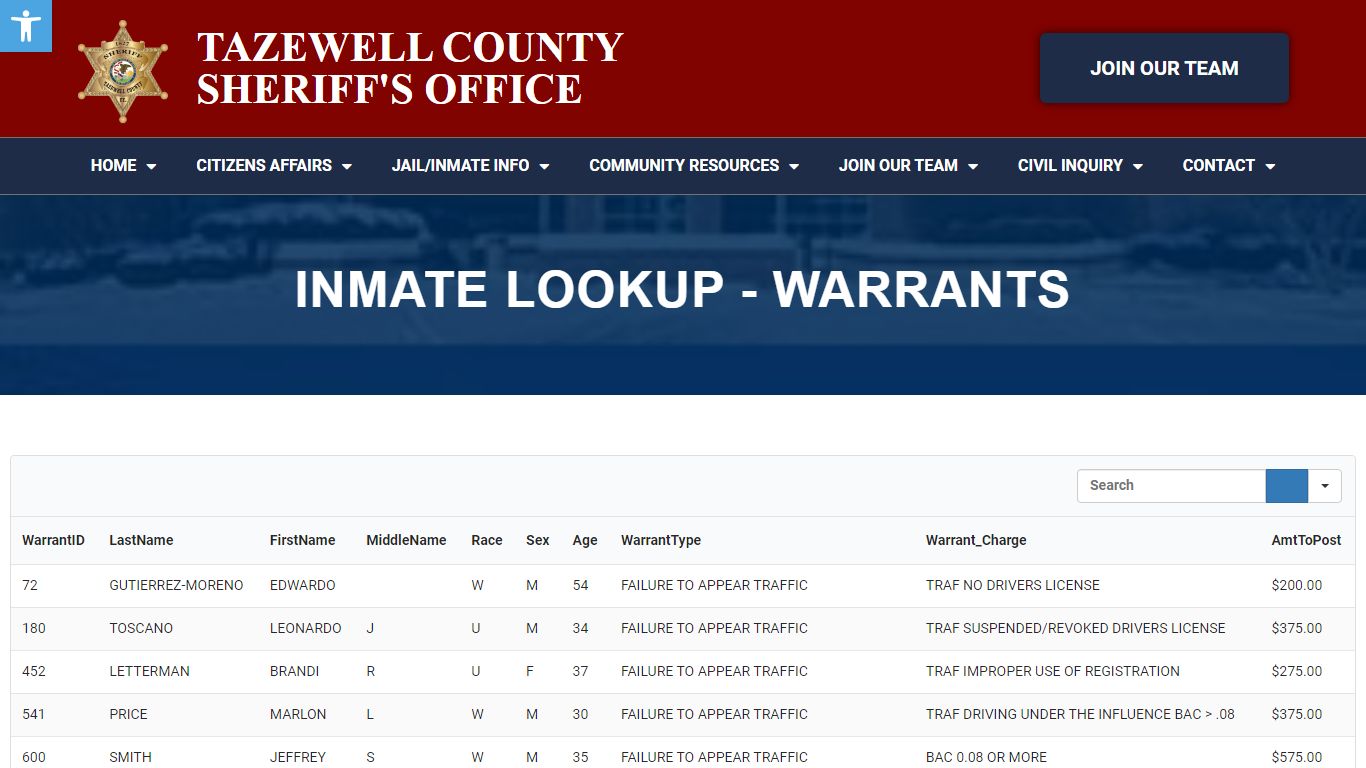 Inmate Lookup - W - Tazewell County Sheriff