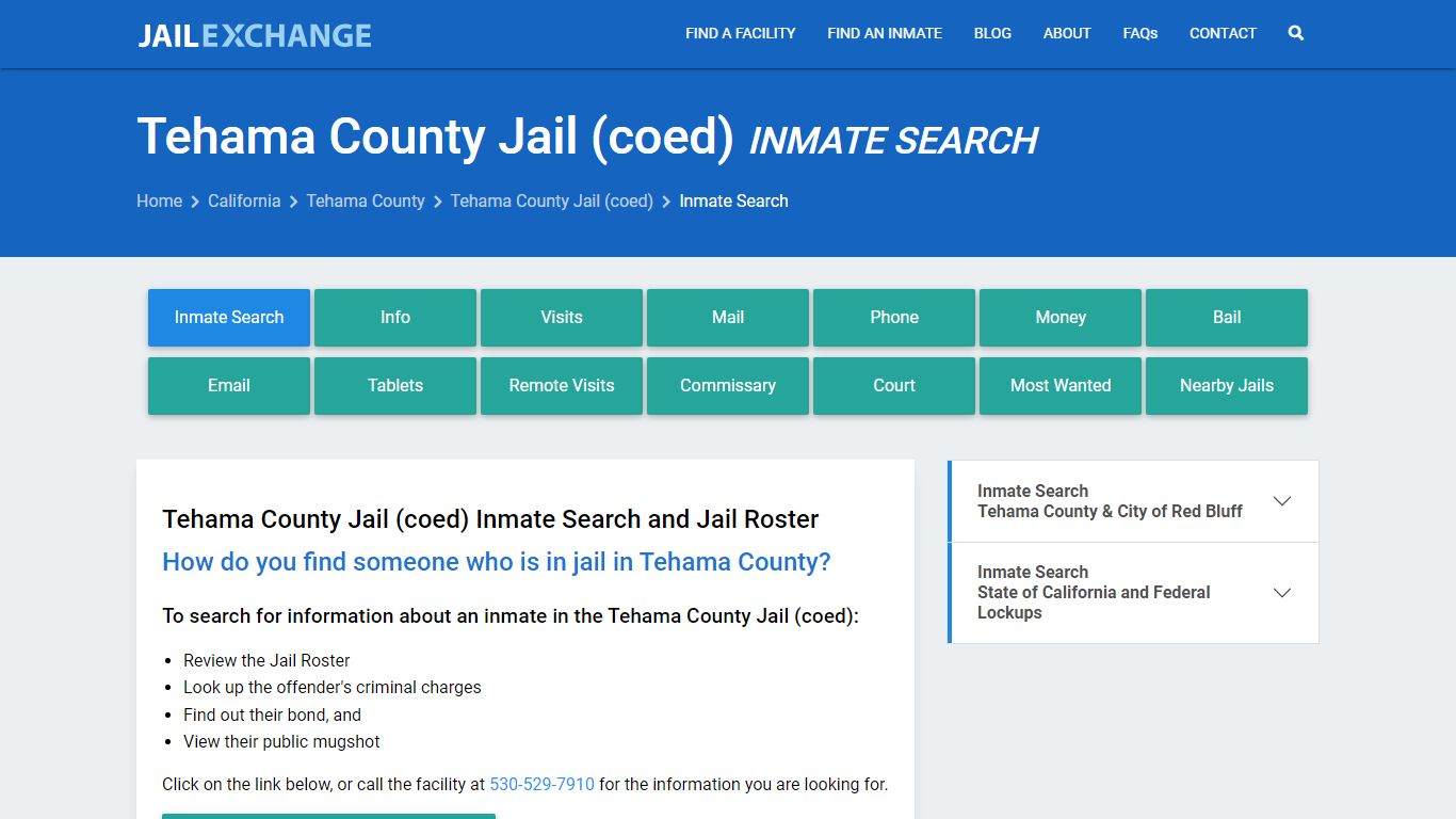 Inmate Search: Roster & Mugshots - Tehama County Jail (coed), CA