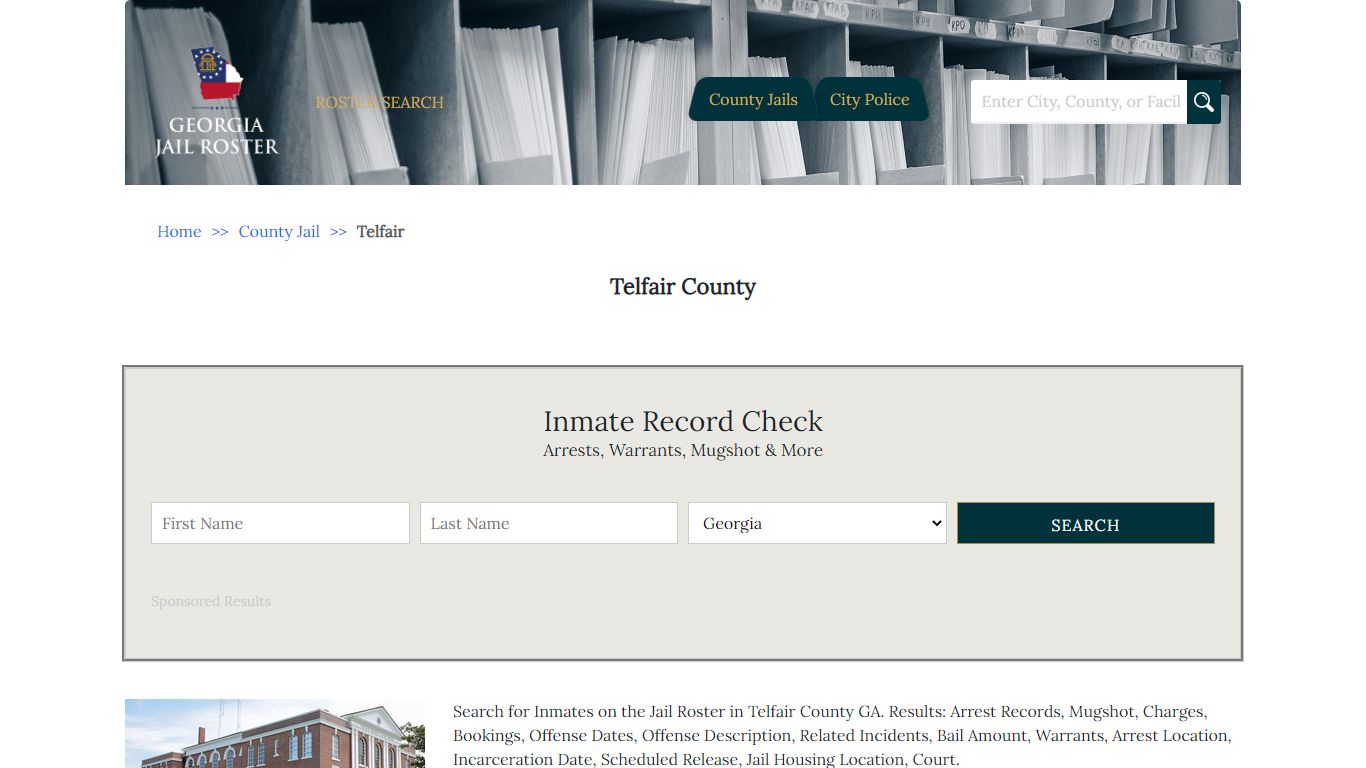Telfair County | Georgia Jail Inmate Search